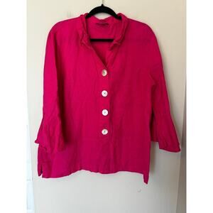 John Mark Pink Button Down Shirt Artsy Lagen Women's Large